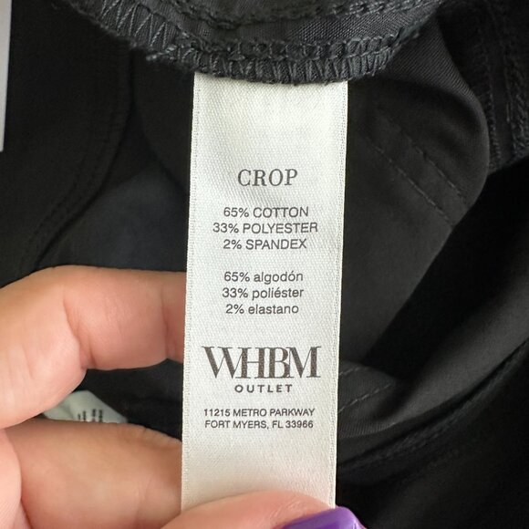 NWT White House Black Market Pants Black 6 High Rise Utility Crop Cargo Ankle - Picture 6 of 11